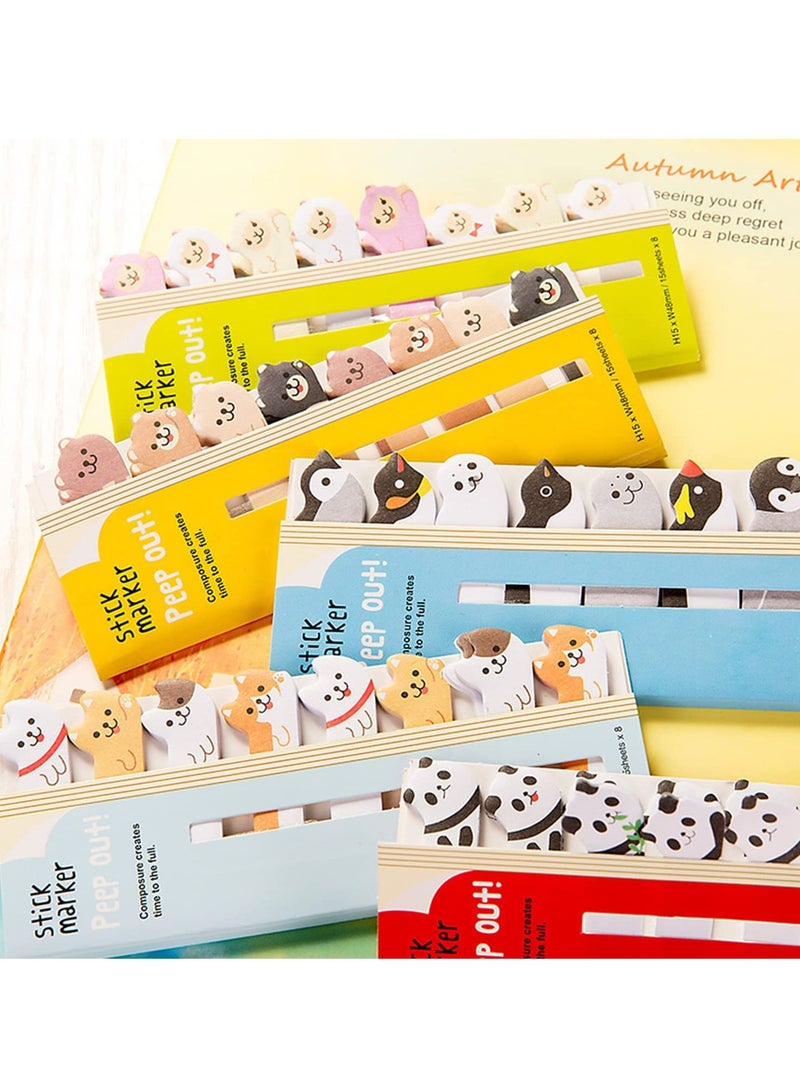 Sticky Notes Set, Self Pad, Cartoon Animals Notepaper Bright Post Stickies Colorful Super for Office, Home, School, Meeting for Writing Lists and Schedules 6 Pcs - Image 1